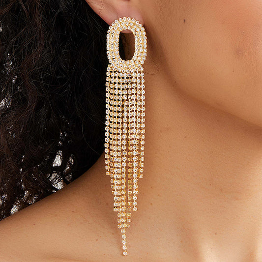 Sparkling tassel earrings with dazzling copper and rhinestones for fashionable weddings
