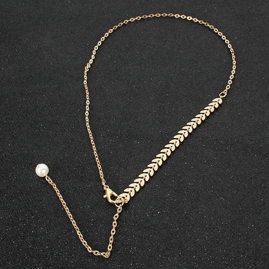 Individual Fish Bone Clavicle Chain Fashion Imitation Pearl Pendant Necklace Necklace Female
