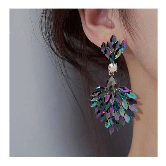 Vintage Style Exaggerated Water Droplets Heart Shape Arylic Alloy Inlay Crystal Women'S Drop Earrings
