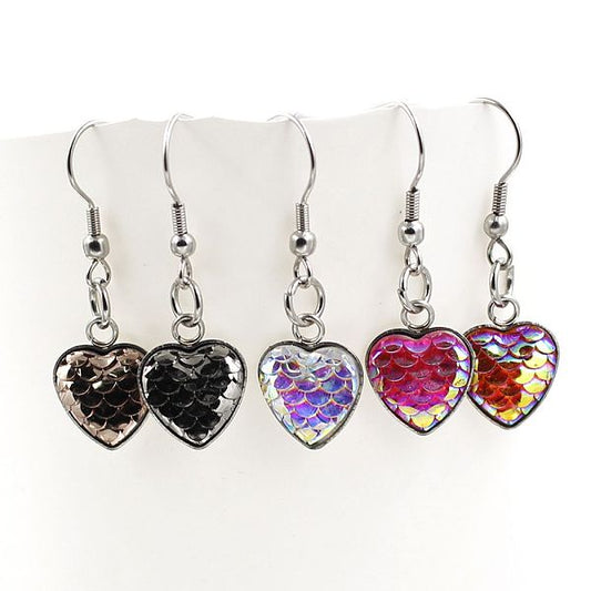 1 Pair Simple Style Heart Shape Patchwork Metal Drop Earrings