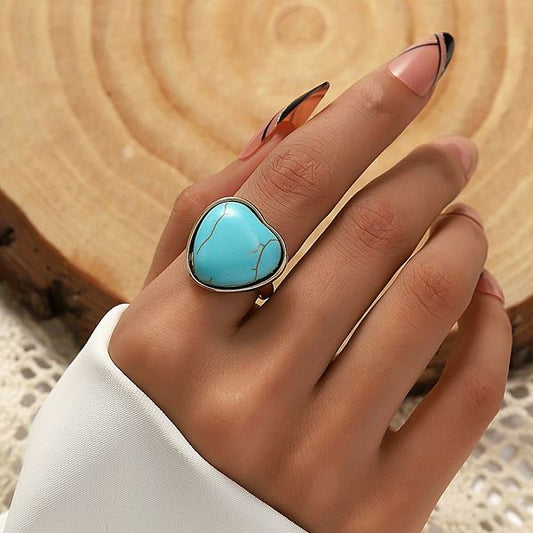 Casual Modern Style Heart Shape Turquoise Alloy Wholesale Rings